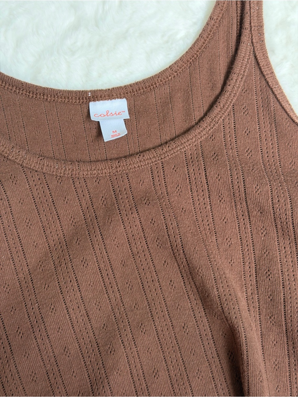 Colsie Brown Ribbed Crop Tank Top - Picture 3 of 4